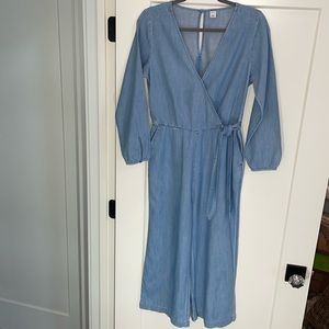 Chambray Blue Wrap Jumpsuit